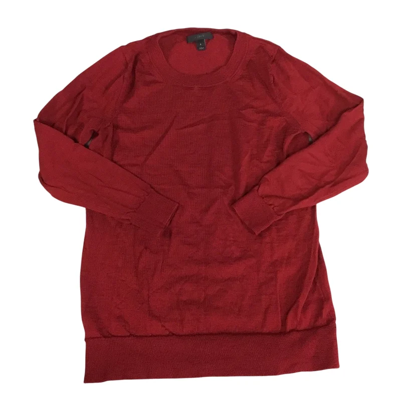 Women's Blouse with Collarless DesignTop Long Sleeve Basic By J. Crew In Red, Size: S