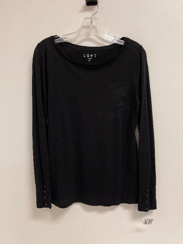 Women's Blouse with Mandarin CollarTop Long Sleeve Basic By Loft In Black, Size: M