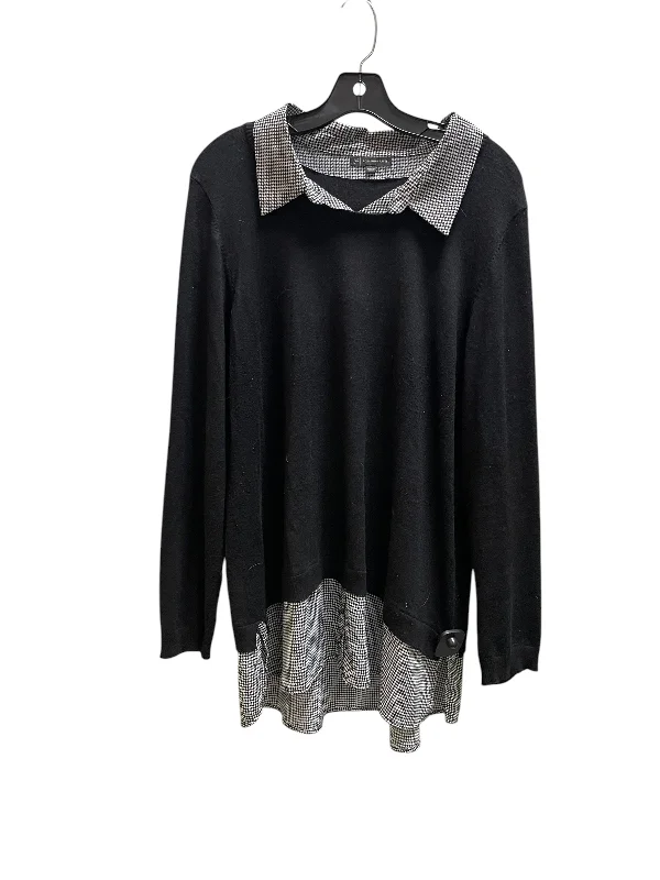 Women's Patterned BlouseTop Long Sleeve By Adrianna Papell In Black, Size: 2x