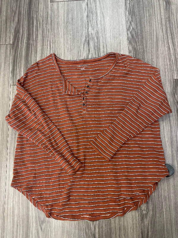 Women's Blouse with Peter Pan CollarTop Long Sleeve By American Eagle In Orange, Size: Xl