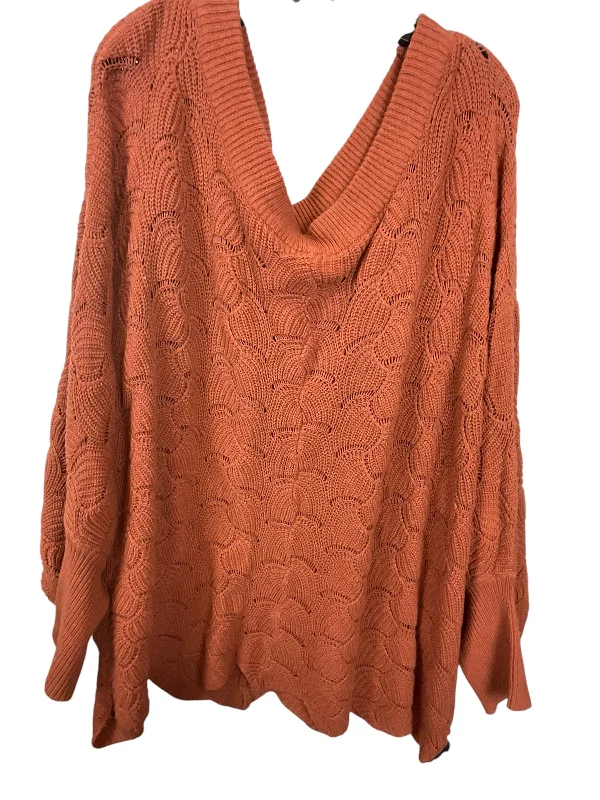 Women's Blouse for SchoolTop Long Sleeve By Andree By Unit In Orange, Size: 3x