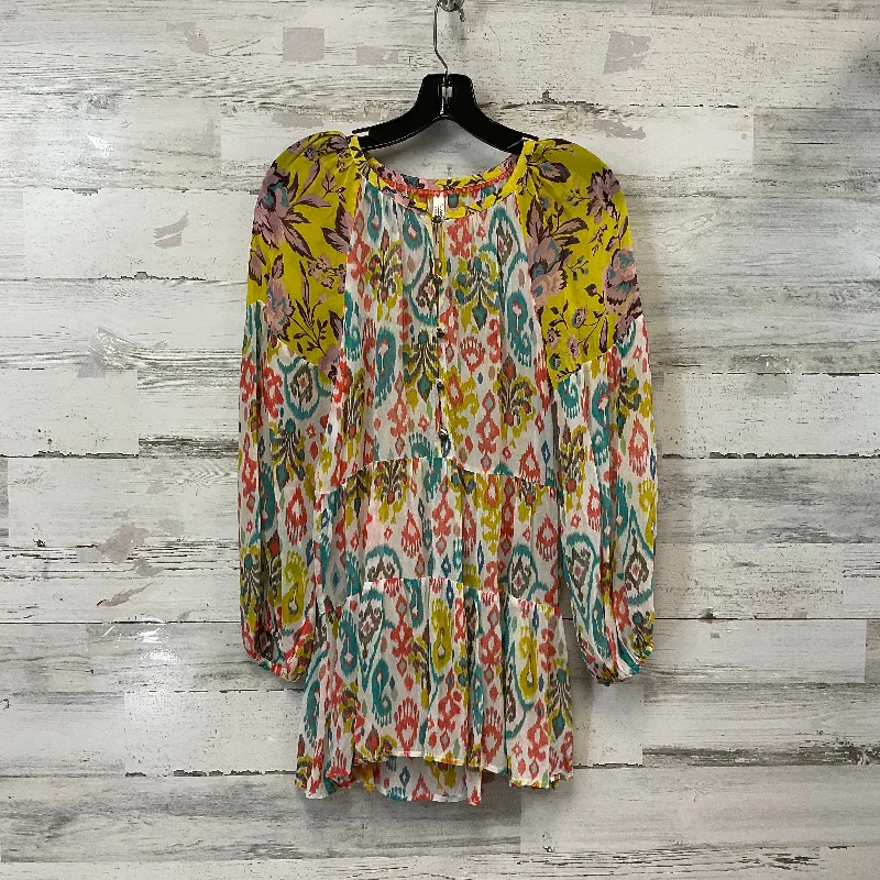 Women's Blouse with TasselsTop Long Sleeve By Anthropologie In Yellow, Size: Xs