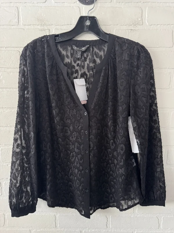 Women's Blouse with Sweetheart CollarTop Long Sleeve By Banana Republic In Black, Size: Xsp