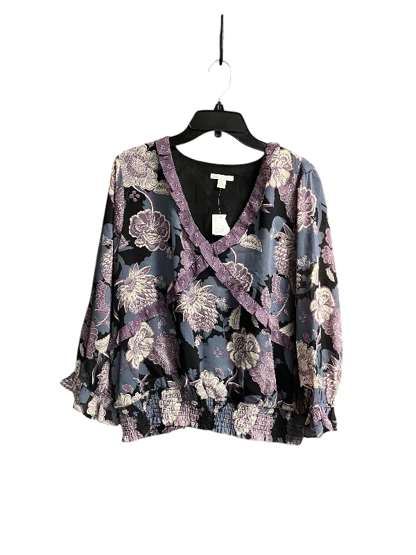 Women's Blouse with Bell SleevesTop Long Sleeve By Cato In Floral Print, Size: Xl