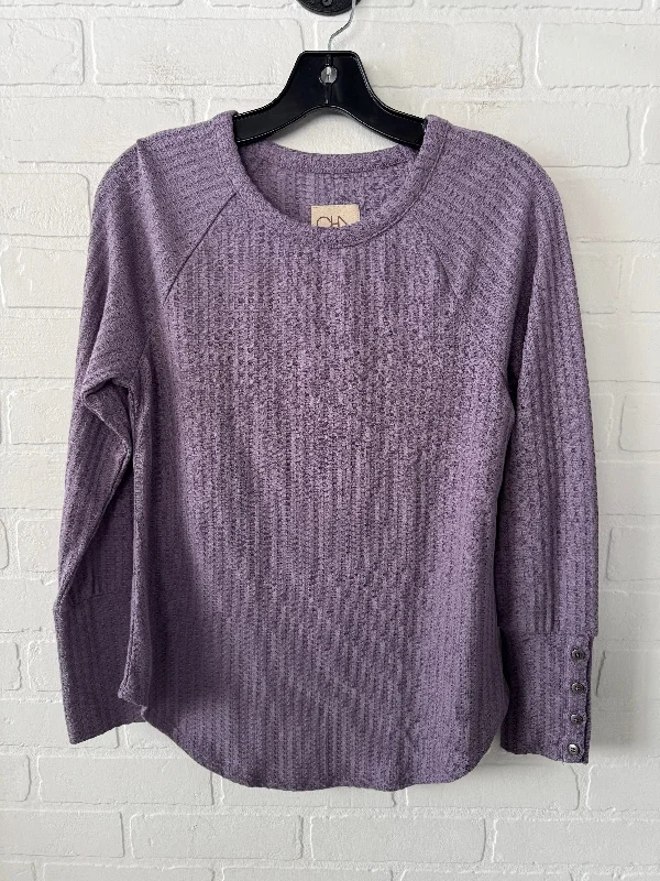 Women's Silk BlouseTop Long Sleeve By Chaser In Purple, Size: S