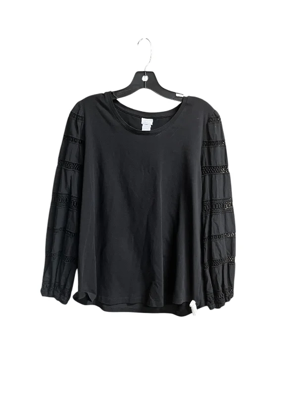 Women's Blouse with Three-Quarter SleevesTop Long Sleeve By Chicos In Black, Size: L