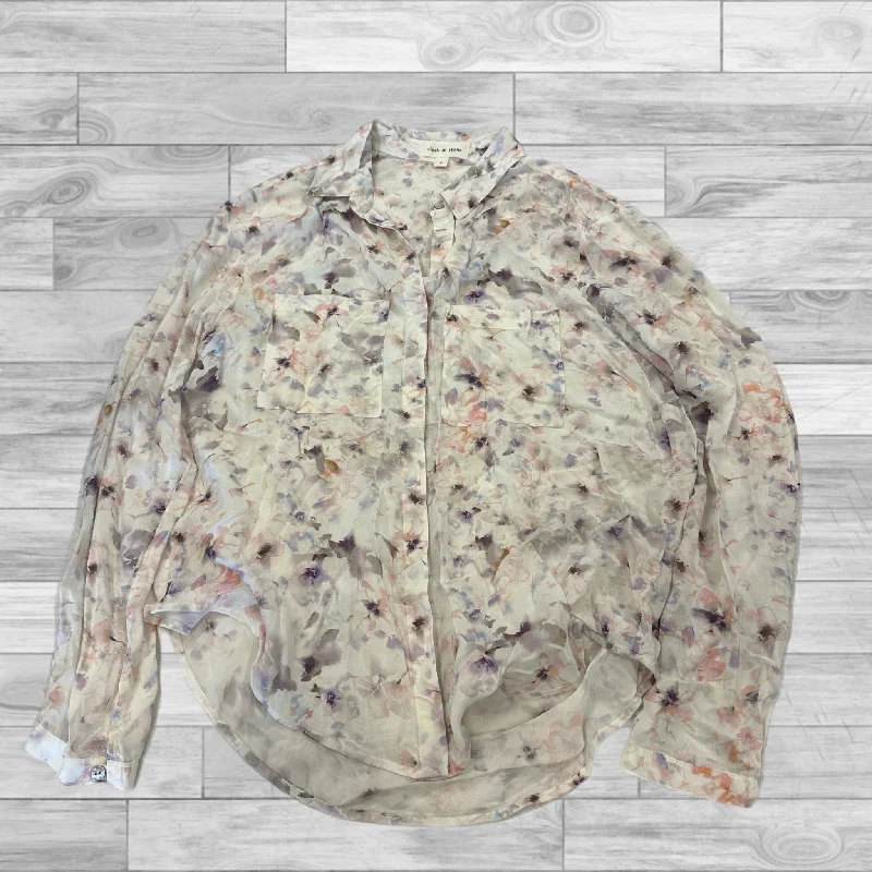 Women's Blouse with SmockingTop Long Sleeve By Cloth & Stone In Floral Print, Size: S