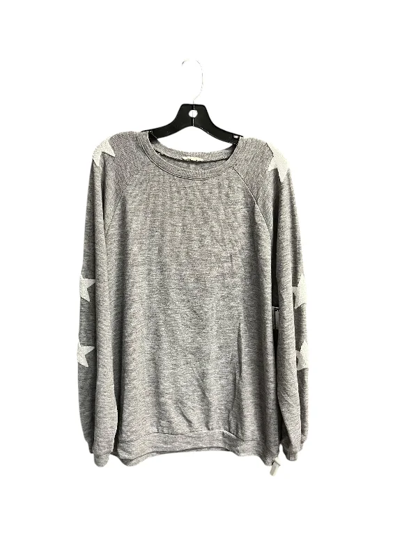 Women's Blouse with Short SleevesTop Long Sleeve By Easel In Grey & White, Size: L