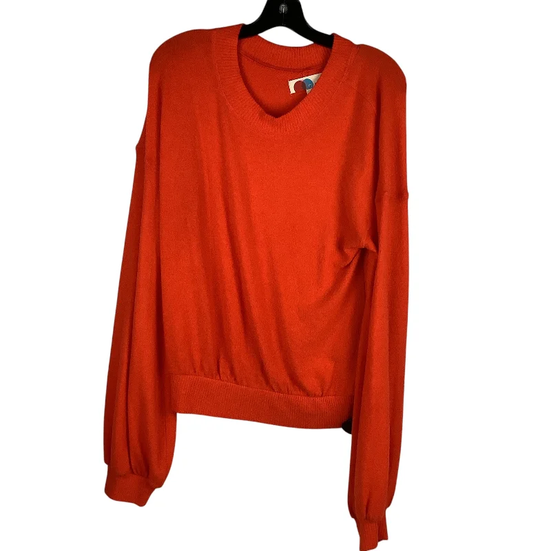 Women's Blouse with Puffed SleevesTop Long Sleeve By Free People In Orange, Size: S