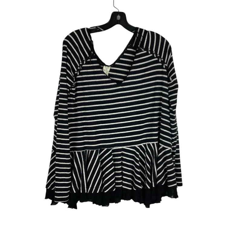 Women's Blouse with FlouncesTop Long Sleeve By Free People In Striped Pattern, Size: S