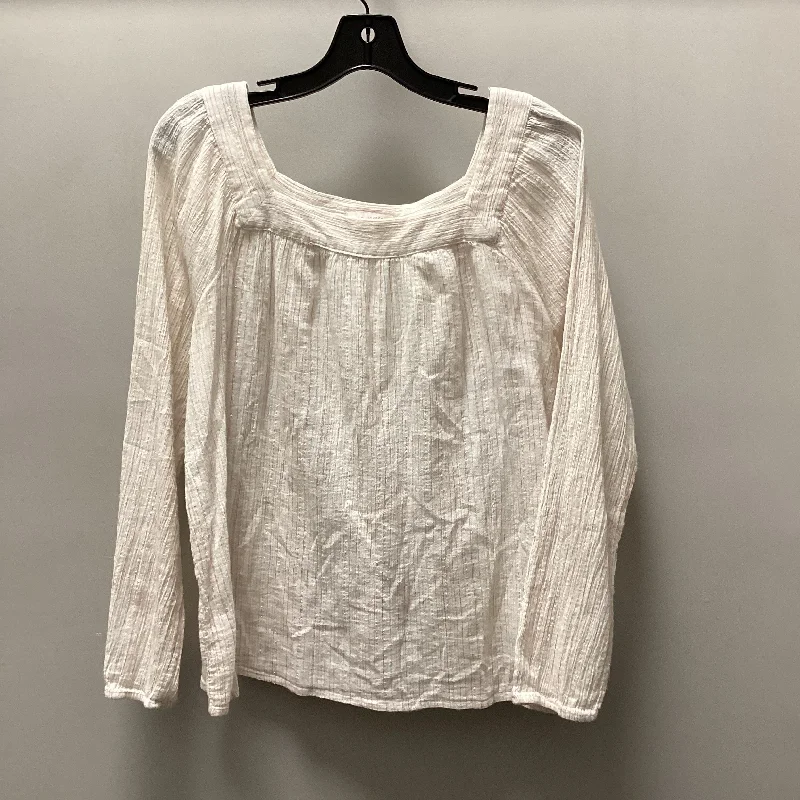 Women's Blouse with Lapel CollarTop Long Sleeve By Lc Lauren Conrad In Cream, Size: Xl