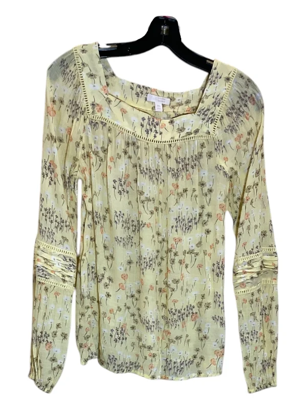 Women's Blouse with Narrow CollarTop Long Sleeve By Lc Lauren Conrad In Yellow, Size: Xs