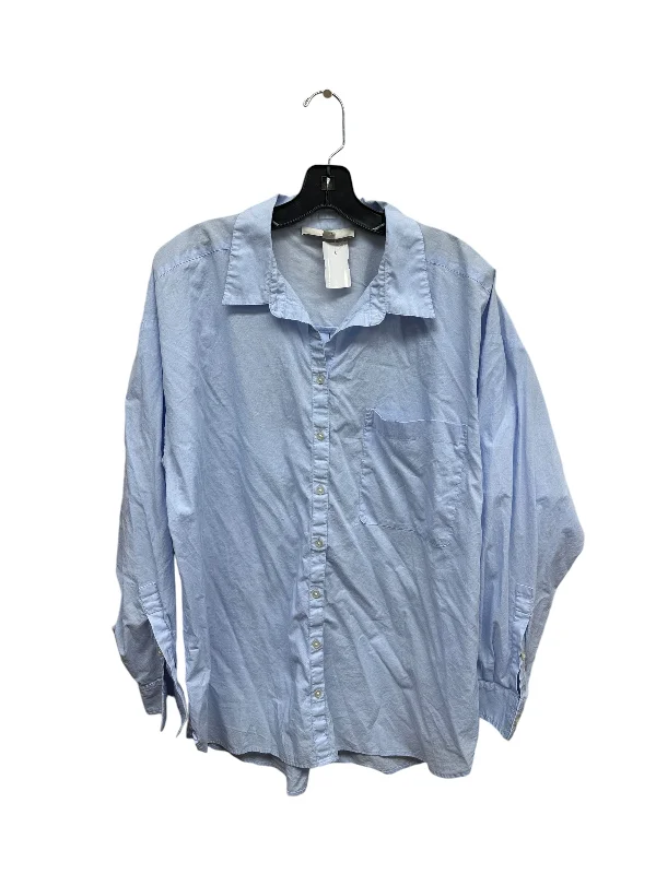 Women's Blouse with HoodTop Long Sleeve By Loft In Blue, Size: Xl