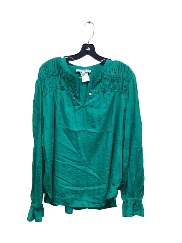 Women's Blouse with PocketsTop Long Sleeve By Loft In Green, Size: L