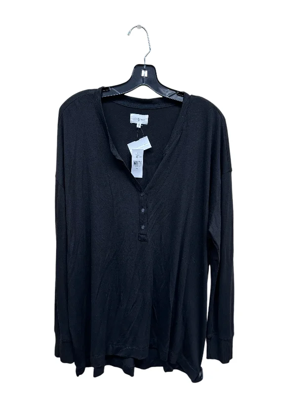 Women's Blouse with CollarTop Long Sleeve By Lou And Grey In Black, Size: Xl