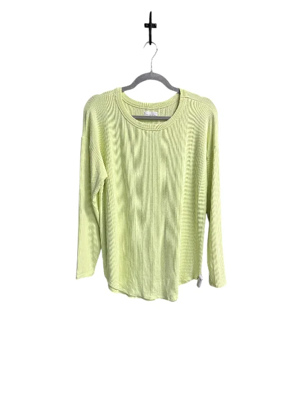 Women's Blouse with PleatsTop Long Sleeve By Lou And Grey In Yellow, Size: M