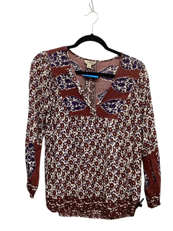 Women's Blouse with Collarless DesignTop Long Sleeve By Lucky Brand In Multi-colored, Size: S