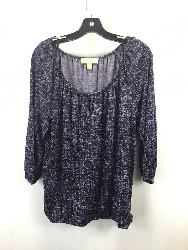 Women's Blouse with Shirt CollarTop Long Sleeve By Michael By Michael Kors In Purple, Size: M