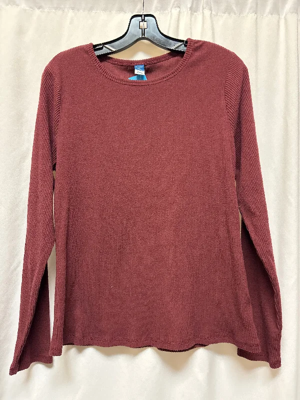 Women's Blouse with Sweetheart CollarTop Long Sleeve By Old Navy In Maroon, Size: Xl