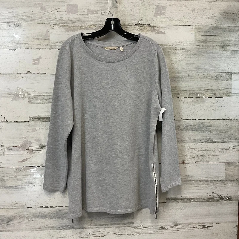 Women's Blouse with Square NeckTop Long Sleeve By Soft Surroundings In Grey, Size: L