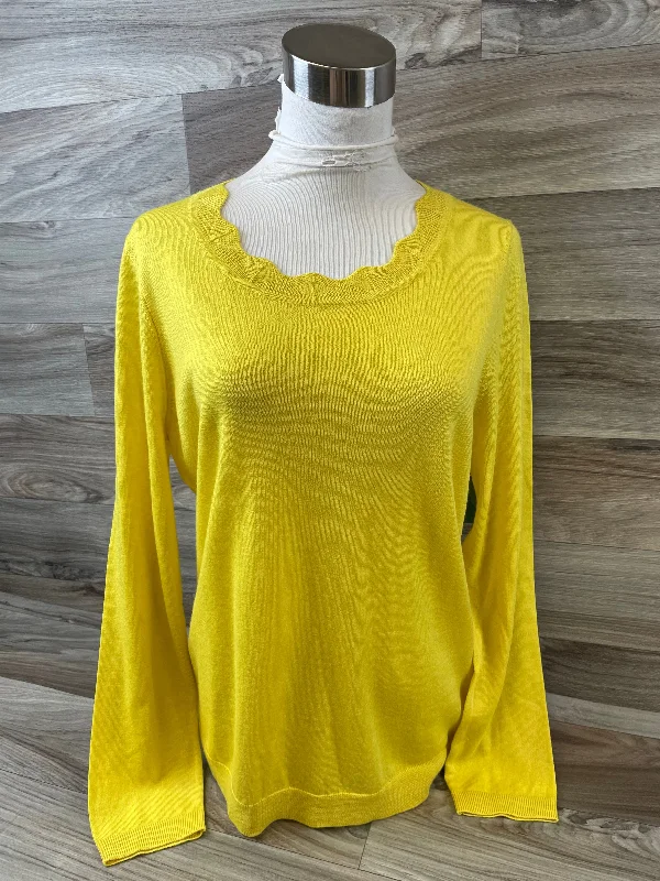 Women's Blouse with Shawl CollarTop Long Sleeve By Talbots In Yellow, Size: M