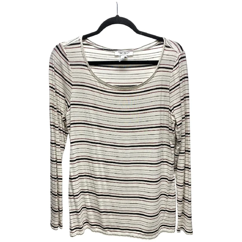 Women's Blouse with Rounded CollarTop Long Sleeve By White House Black Market In Striped Pattern, Size: M