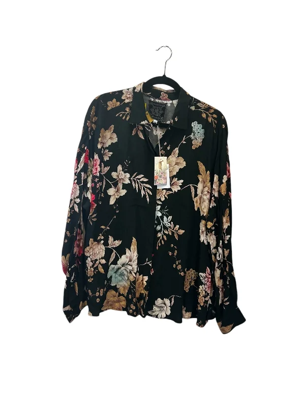 Women's Blouse for HolidayTop Long Sleeve Designer By Johnny Was In Floral Print, Size: M