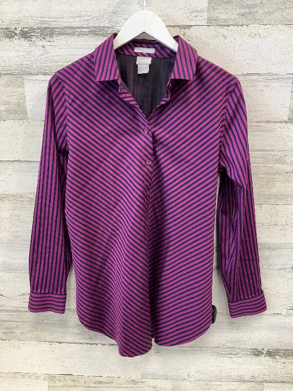 Women's Blouse with Keyhole NeckTunic Long Sleeve By Chicos In Purple, Size: S