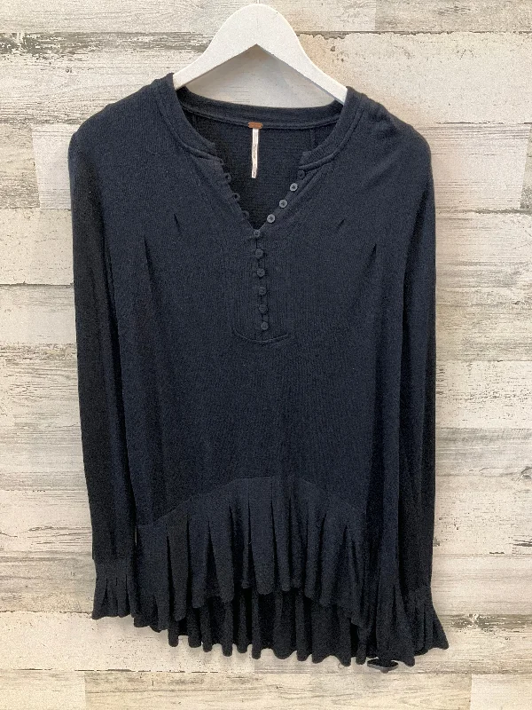 Women's Blouse with Collarless DesignTunic Long Sleeve By Free People In Black, Size: Xs